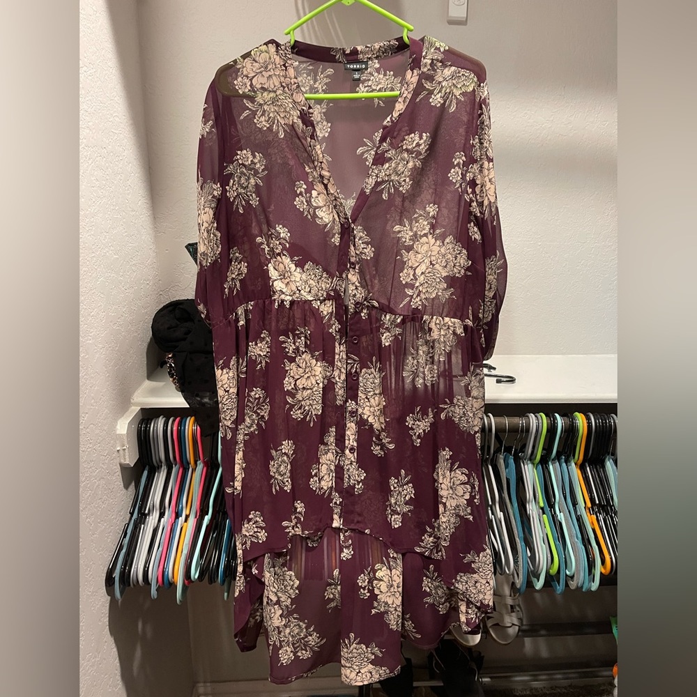 Maroon High low tunic top